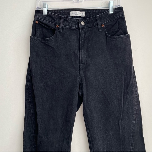 Abercrombie & Fitch 90’s Relaxed Jean high rise split Hem black 29 straight leg - Picture 7 of 16